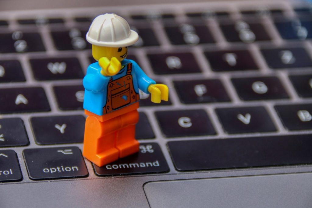 Lego figure on keyboard